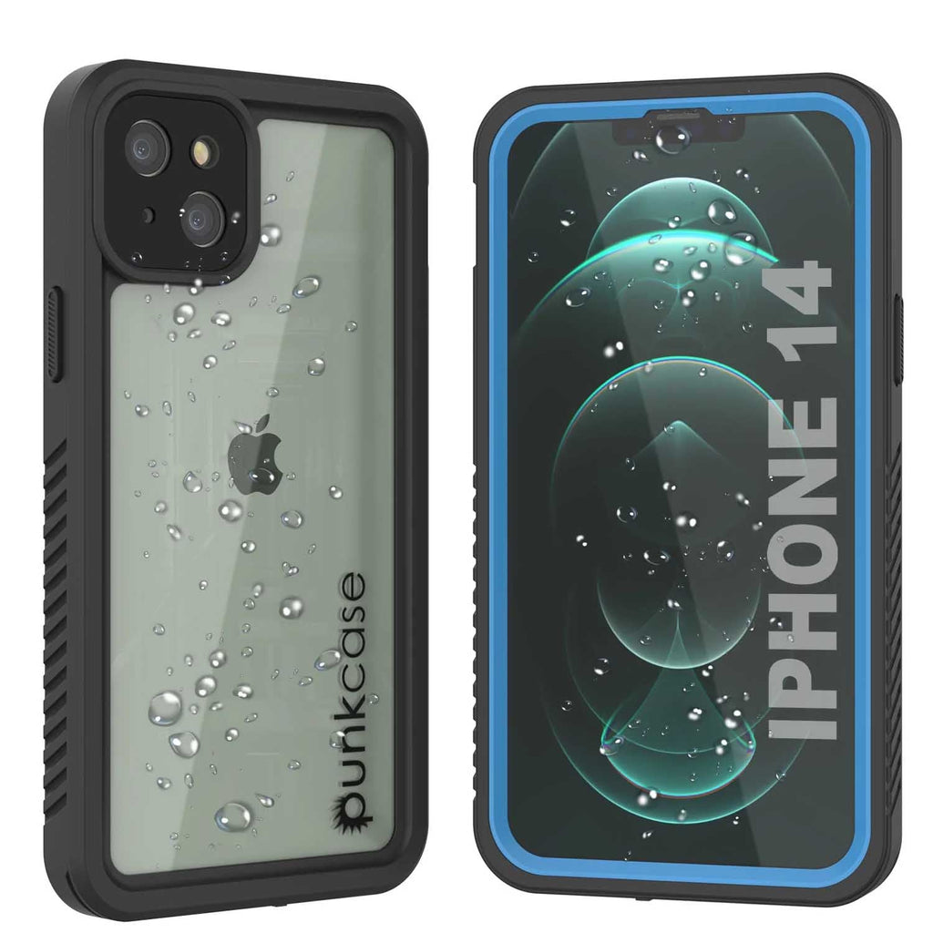 iPhone 14  Waterproof Case, Punkcase [Extreme Series] Armor Cover W/ Built In Screen Protector [Light Blue] (Color in image: Light Blue)