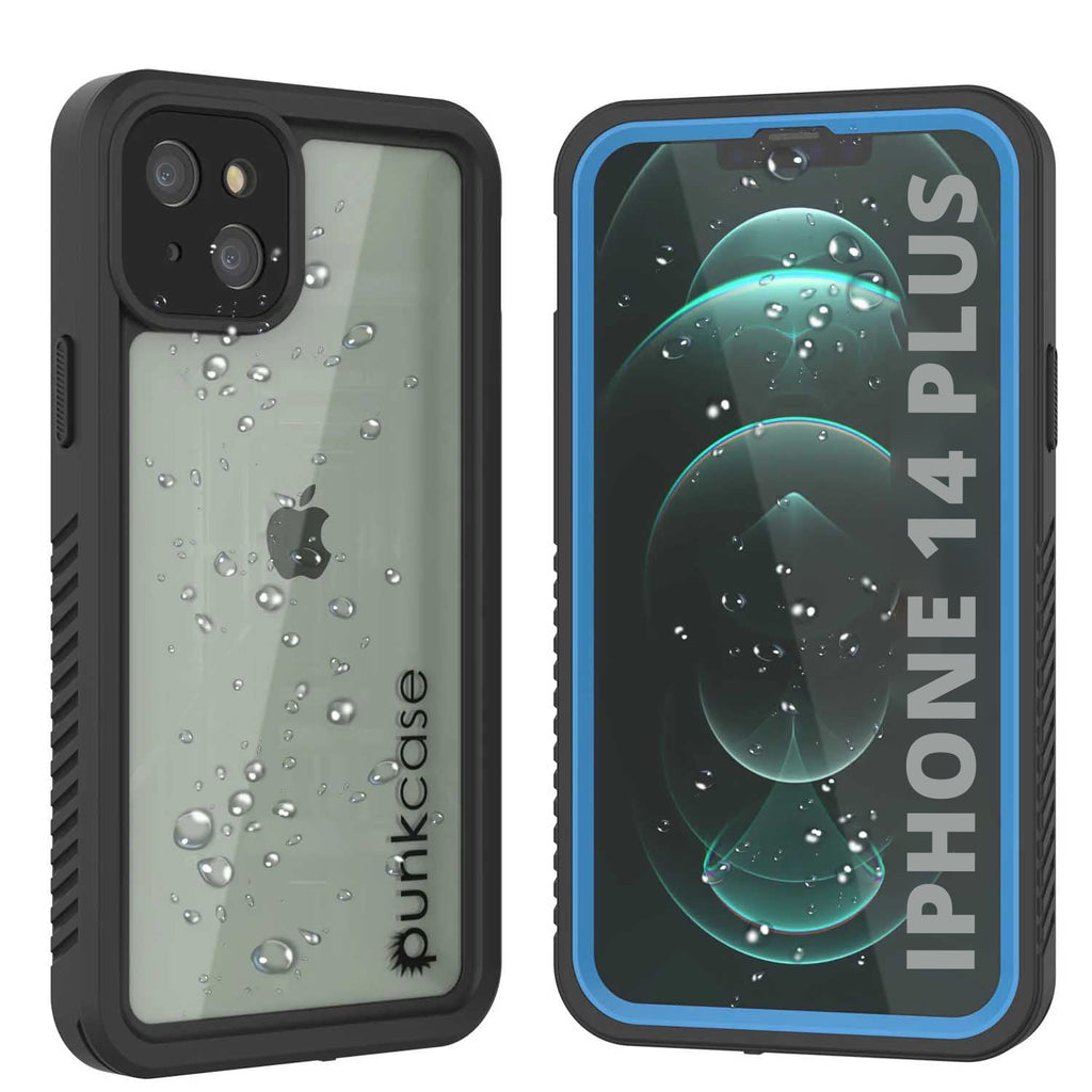 iPhone 14 Plus Waterproof Case, Punkcase [Extreme Series] Armor Cover W/ Built In Screen Protector [Light Blue] (Color in image: Light Blue)