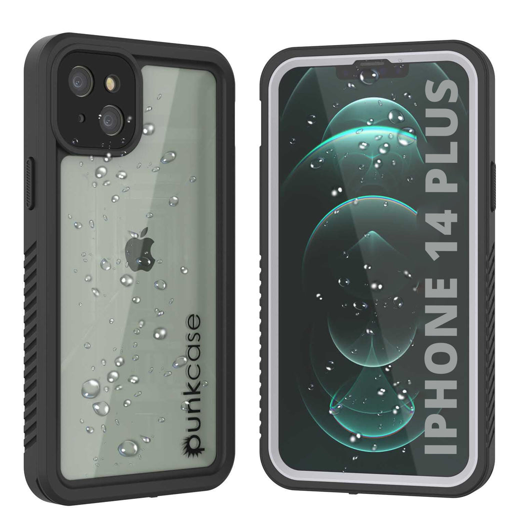 iPhone 14 Plus Waterproof Case, Punkcase [Extreme Series] Armor Cover W/ Built In Screen Protector [White] (Color in image: White)