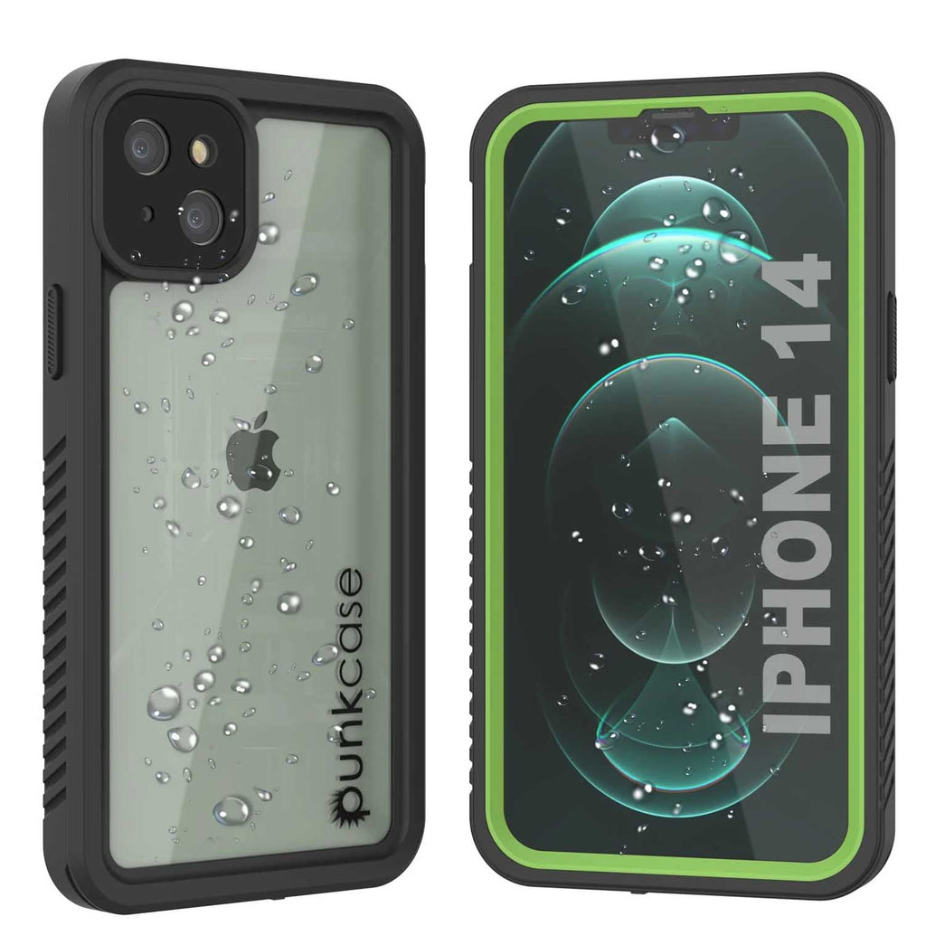 iPhone 14  Waterproof Case, Punkcase [Extreme Series] Armor Cover W/ Built In Screen Protector [Light Green] (Color in image: Light Green)