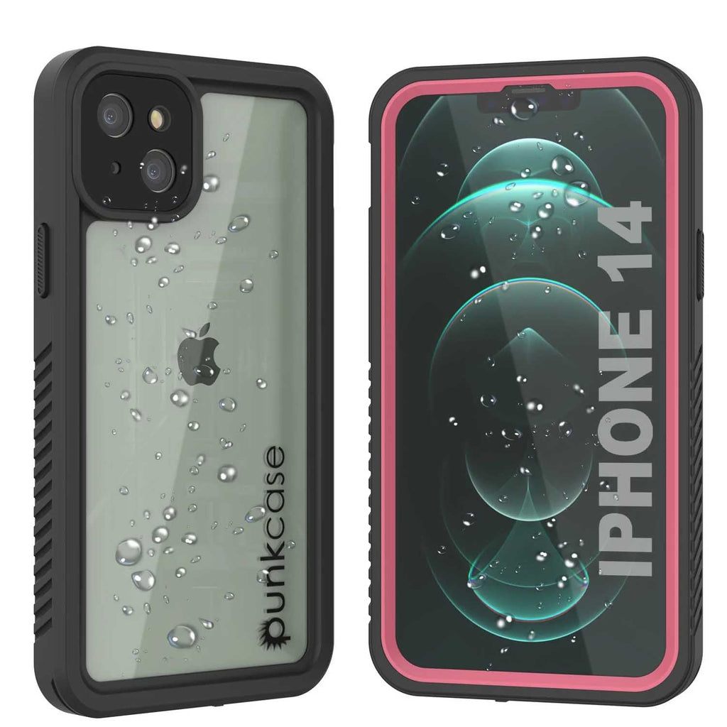 iPhone 14  Waterproof Case, Punkcase [Extreme Series] Armor Cover W/ Built In Screen Protector [Pink] (Color in image: Pink)