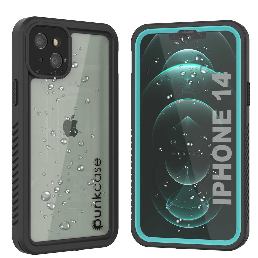 iPhone 14  Waterproof Case, Punkcase [Extreme Series] Armor Cover W/ Built In Screen Protector [Teal] (Color in image: Teal)