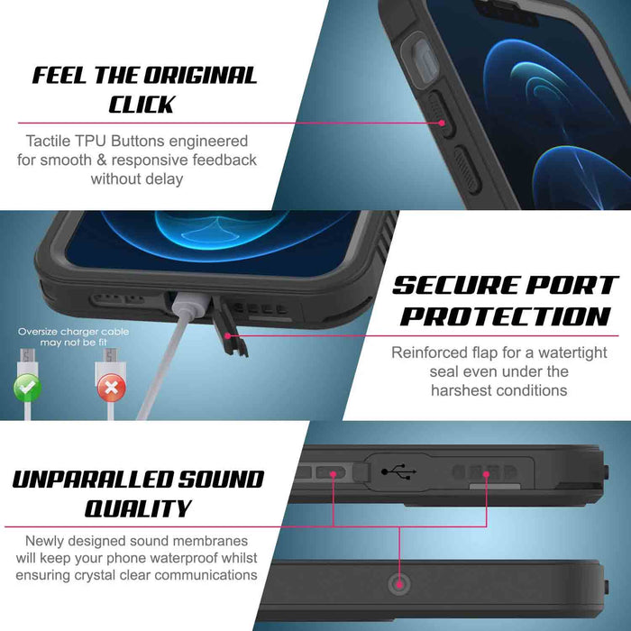 FEEL THE ORIGINAL CLICK Tactile TPU Buttons engineered for smooth & responsive feedback without delay SECURE PORT PROTECTION Reinforced flap for a watertight seal even under the harshest conditions UNPARALLED SOUND QUALITY Newly designed sound membranes will keep your phone waterproof whilst ensuring crystal clear communications (Color in image: Teal)