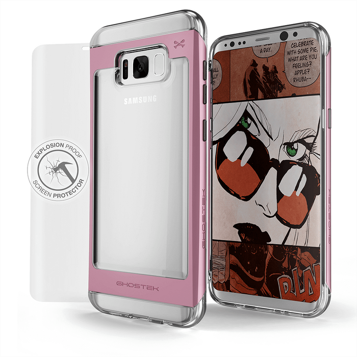 Galaxy S8 Case, Ghostek Pink 2.0 Pink Series w/ ExplosionProof Screen Protector | Aluminum Frame (Color in image: Pink)