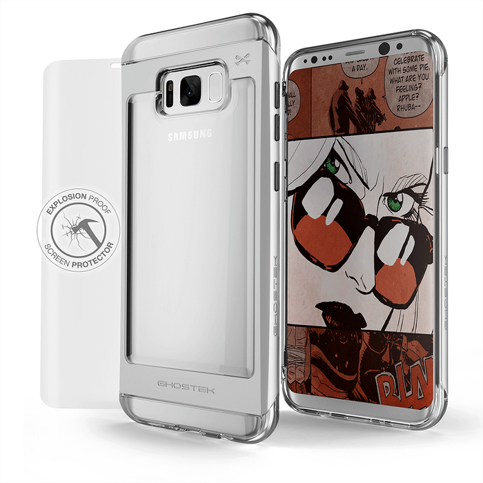 Galaxy S8 Case, Ghostek® 2.0 Silver Series w/ Explosion-Proof Screen Protector | Aluminum Frame (Color in image: Silver)