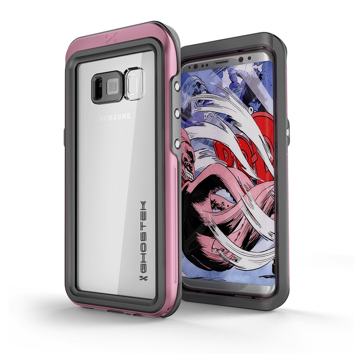 Galaxy S8 Waterproof Case, Ghostek Atomic 3 Series| Underwater | Shockproof | Dirt-proof | Snow-proof | Aluminum Frame | Ultra Fit | Swimming | (Pink) (Color in image: Pink)