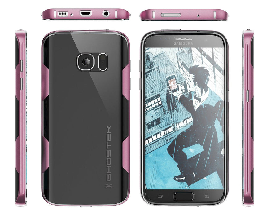 Galaxy S7 Case, Ghostek Cloak Series Pink Slim Premium Protective Hybrid Impact Glass Armor (Color in image: red)