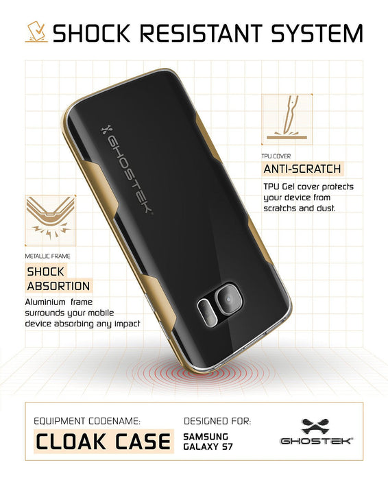 Galaxy S7 Case, Ghostek Cloak Series Gold Slim Premium Protective Hybrid Impact Glass Armor (Color in image: red)