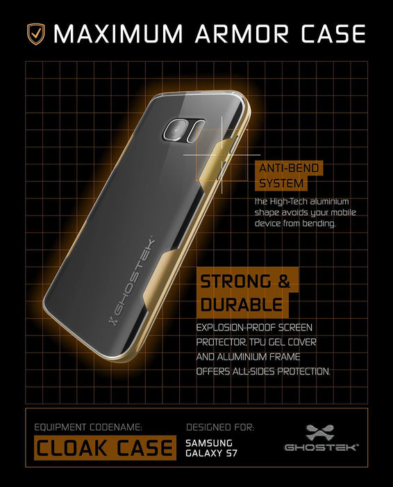Galaxy S7 Case, Ghostek Cloak Series Gold Slim Premium Protective Hybrid Impact Glass Armor (Color in image: pink)