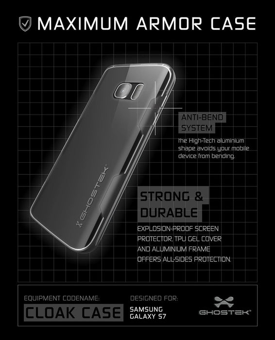 Galaxy S7 Case, Ghostek Cloak Series Black Slim Premium Protective Hybrid Impact Glass Armor (Color in image: pink)