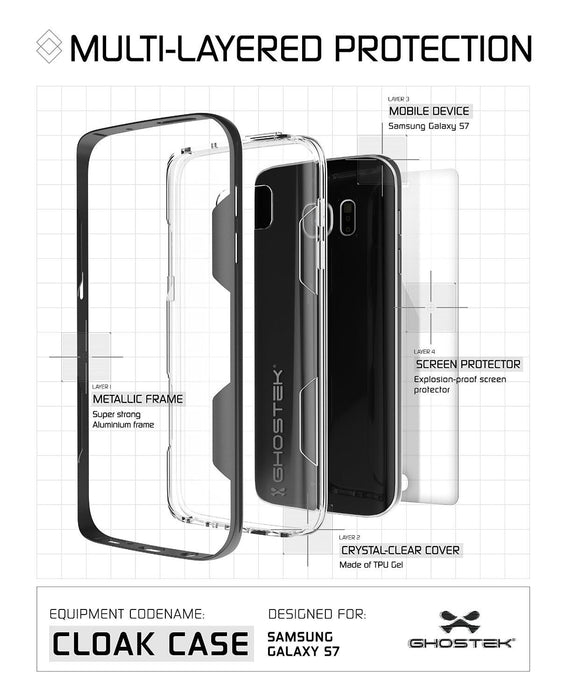 Galaxy S7 Case, Ghostek Cloak Series Black Slim Premium Protective Hybrid Impact Glass Armor (Color in image: gold)