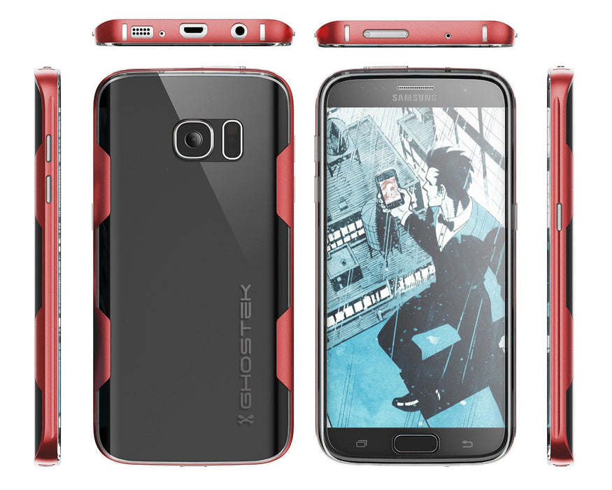 Galaxy S7 Case, Ghostek Cloak Series Red Slim Premium Protective Hybrid Impact Glass Armor (Color in image: black)