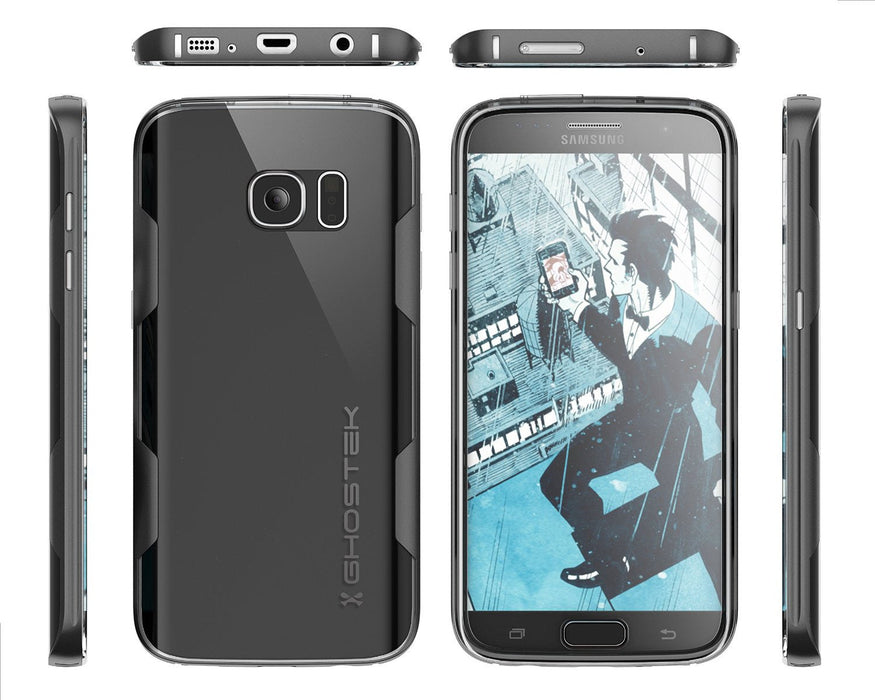 Galaxy S7 Case, Ghostek Cloak Series Black Slim Premium Protective Hybrid Impact Glass Armor (Color in image: silver)