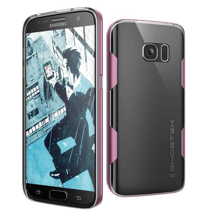 Galaxy S7 Case, Ghostek Cloak Series Pink Slim Premium Protective Hybrid Impact Glass Armor (Color in image: pink)
