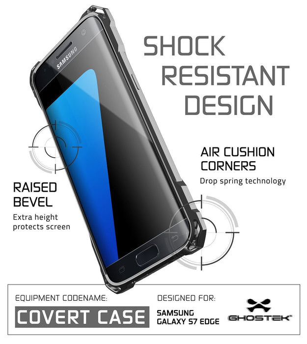 S7 Edge Case, Ghostek® Covert Dark Grey Premium Impact Cover w/Screen Protector | Warranty (Color in image: clear)