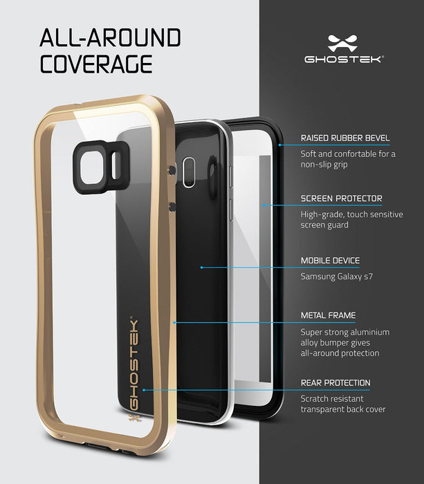 Galaxy S7 Waterproof Case, Ghostek Atomic 2.0 Gold Water/Shock/Dirt/Snow Proof | Lifetime Warranty (Color in image: Black)