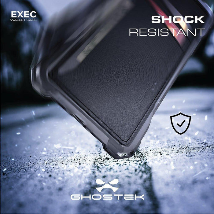 iPhone 8 Wallet Case, Ghostek Exec Gold Series | Slim Armor Hybrid Impact Bumper | TPU PU Leather Credit Card Slot Holder Sleeve Cover