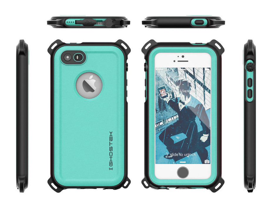 iPhone SE/5S/5 Waterproof Case, Ghostek® Nautical Teal Series| Underwater | Aluminum Frame | Ultra Fit (Color in image: Pink)