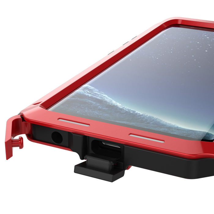 Galaxy S8 Case, PUNKcase Metallic Red Shockproof Slim Metal Armor Case