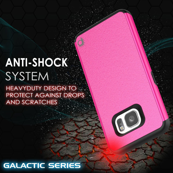 Galaxy s7 Case PunkCase Galactic Pink Series Slim Protective Armor Soft Cover Case w/ Tempered Glass (Color in image: silver)