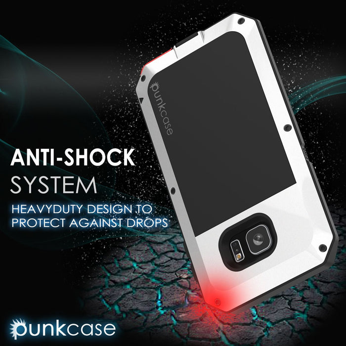 Galaxy S7 EDGE Case, PUNKcase Metallic White Shockproof Slim Metal Armor Case (Color in image: silver)