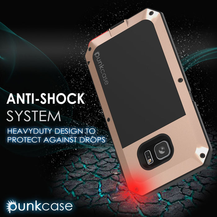 Galaxy S7 EDGE Case, PUNKcase Metallic Gold Shockproof Slim Metal Armor Case (Color in image: silver)