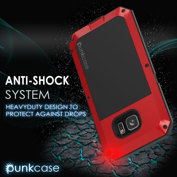 Galaxy S7 EDGE Case, PUNKcase Metallic Red Shockproof Slim Metal Armor Case (Color in image: silver)