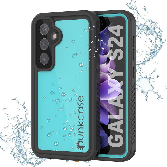 Wasserdichte Hülle für Galaxy S24, PunkCase StudStar Teal, dünn, 1,8 m, Unterwasser, IP68, stoß-/schneefest