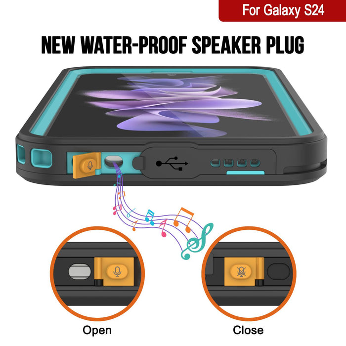 Wasserdichte Hülle für Galaxy S24, PunkCase StudStar Teal, dünn, 1,8 m, Unterwasser, IP68, stoß-/schneefest