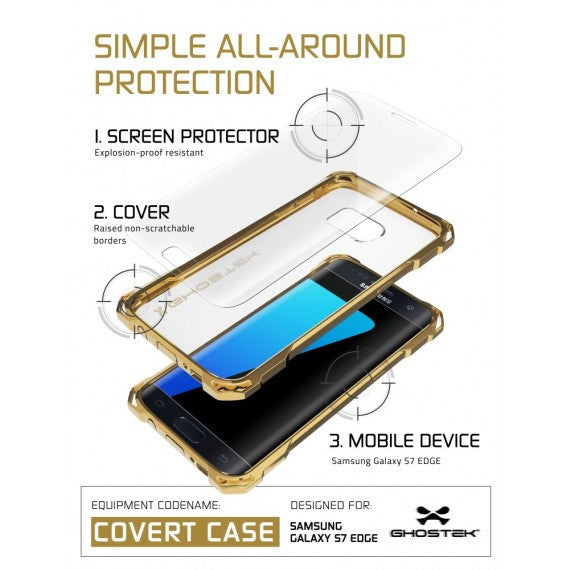 S7 Edge Case, Ghostek® Covert Gold Series Premium Impact Cover | Lifetime Warranty Exchange (Color in image: rose pink)