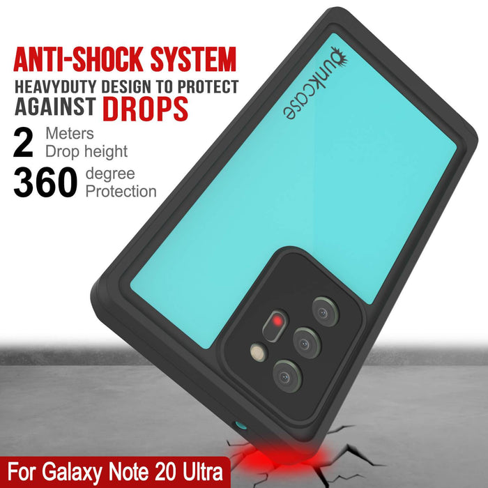 Galaxy Note 20 Ultra Waterproof Case, Punkcase Studstar Series Teal Thin Armor Cover (Color in image: pink)