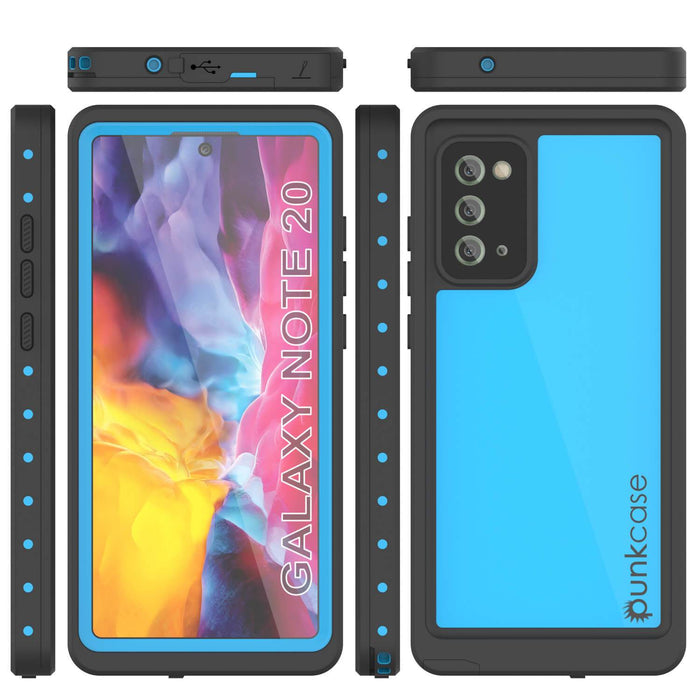 Galaxy Note 20 Waterproof Case, Punkcase Studstar Light Blue Thin Armor Cover (Color in image: light green)