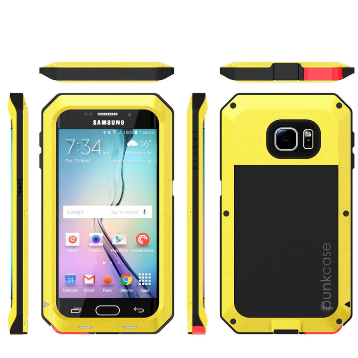 Galaxy S7 EDGE Case, PUNKcase Metallic Neon Shockproof Slim Metal Armor Case (Color in image: gold)