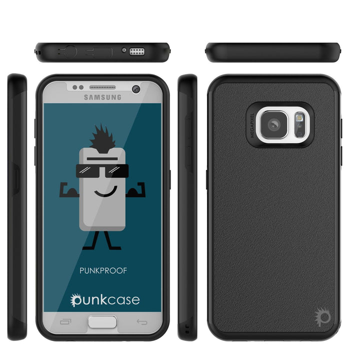 Galaxy s7 Case PunkCase Galactic Black Series Slim Armor Soft Cover Case w/ Tempered Glass (Color in image: silver)