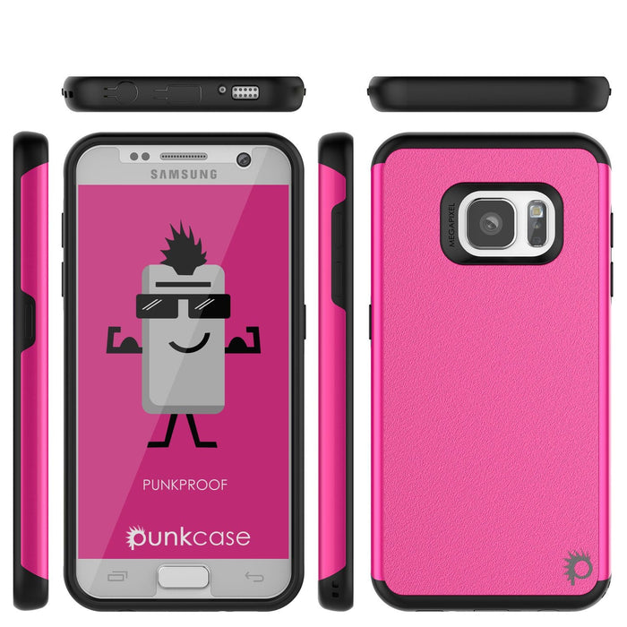 Galaxy s7 Case PunkCase Galactic Pink Series Slim Protective Armor Soft Cover Case w/ Tempered Glass (Color in image: black)