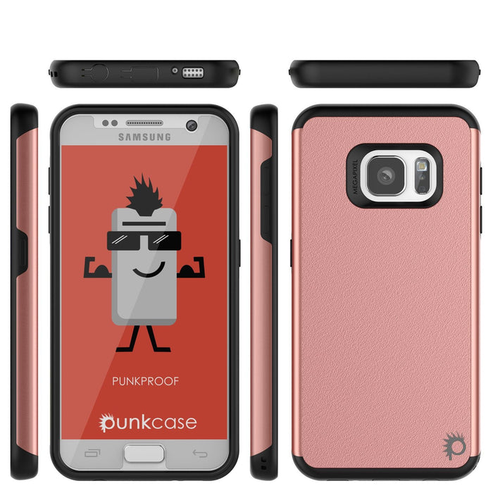 Galaxy s7 Case PunkCase Galactic Rose Gold Series Slim Armor Soft Cover Case w/ Tempered Glass (Color in image: pink)