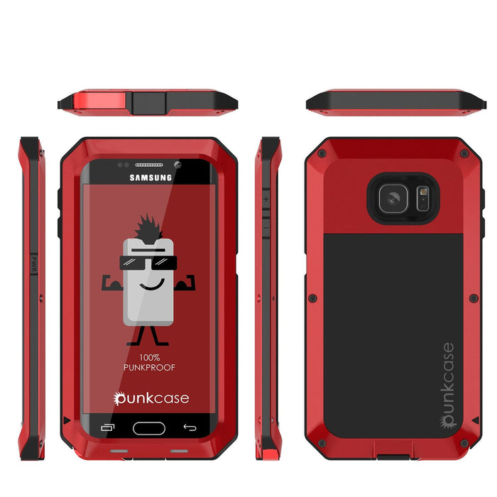 Galaxy S7 EDGE Case, PUNKcase Metallic Red Shockproof Slim Metal Armor Case (Color in image: gold)