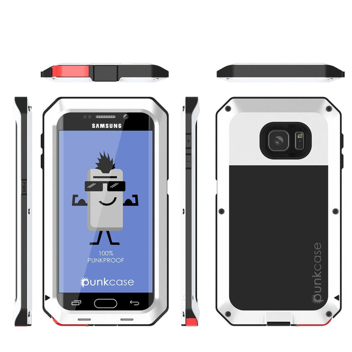 Galaxy S7 EDGE Case, PUNKcase Metallic White Shockproof Slim Metal Armor Case (Color in image: gold)