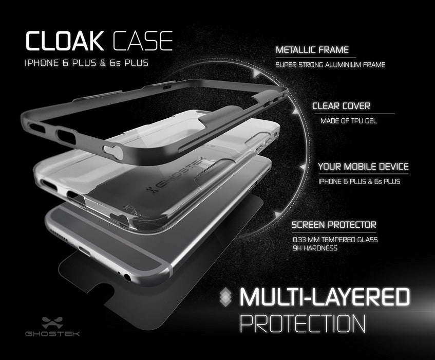 iPhone 6s Plus Case Space Grey Ghostek Cloak, Slim Protective w/ Tempered Glass | Lifetime Warranty (Color in image: gold)