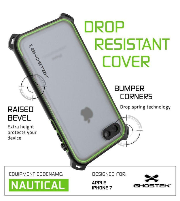 iPhone 8 Waterproof Case, Ghostek Nautical Series for iPhone 8 | Slim Underwater Protection| Adventure Duty | Ultra Fit | Swimming (Green) (Color in image: Red)