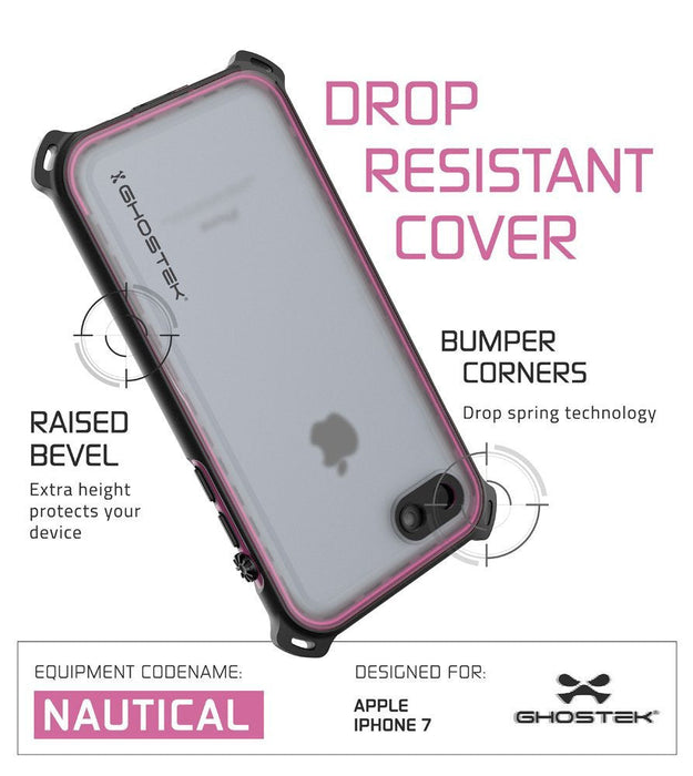 DROP RESISTANT BUMPER CORNERS Drop spring technology RAISED BEVEL Extra height protects your device EQUIPMENT CODENAME: DESIGNED FOR es Tl APPLE 7 cHosTsS* IPHONE 7 (Color in image: Red)