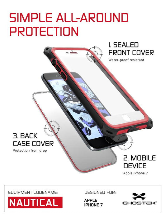 iPhone 7 Case, Ghostek Nautical Series for iPhone 7 Case | RED (Color in image: Green)