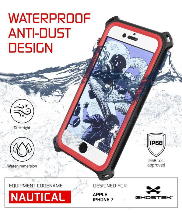 iPhone 7 Case, Ghostek Nautical Series for iPhone 7 Case | RED (Color in image: Black)