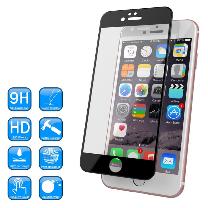 iPhone 6+/6s+ Plus Black Screen Protector, Punkcase SHIELD Tempered Glass Protector 0.33mm Thick 9H (Color in image: White)