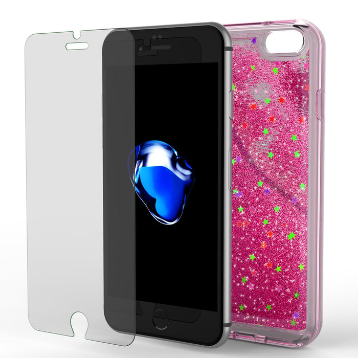 iPhone 7 Case, PunkCase LIQUID Pink Series, Protective Dual Layer Floating Glitter Cover (Color in image: gold)