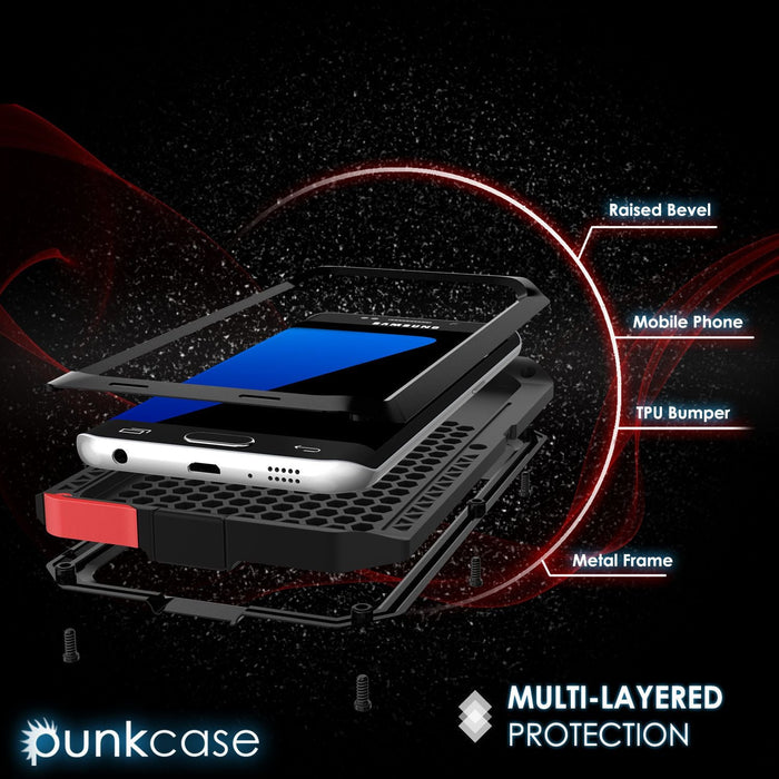Galaxy S7 EDGE Case, PUNKcase Metallic Black Shockproof Slim Metal Armor Case (Color in image: silver)