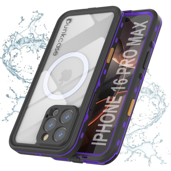 Wasserdichte Hülle für iPhone 16 Pro Max, Punkcase SpikeStar Purple Series | Dünne Passform, 2 m, Unterwasser-IP68