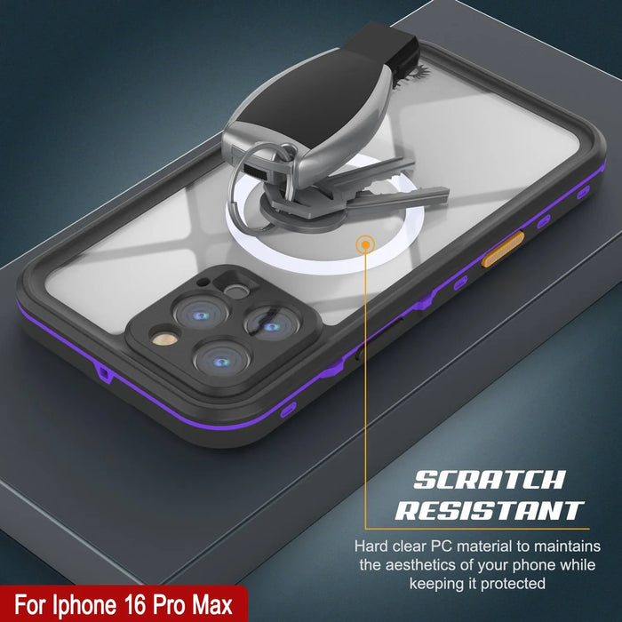 Wasserdichte Hülle für iPhone 16 Pro Max, Punkcase SpikeStar Purple Series | Dünne Passform, 2 m, Unterwasser-IP68