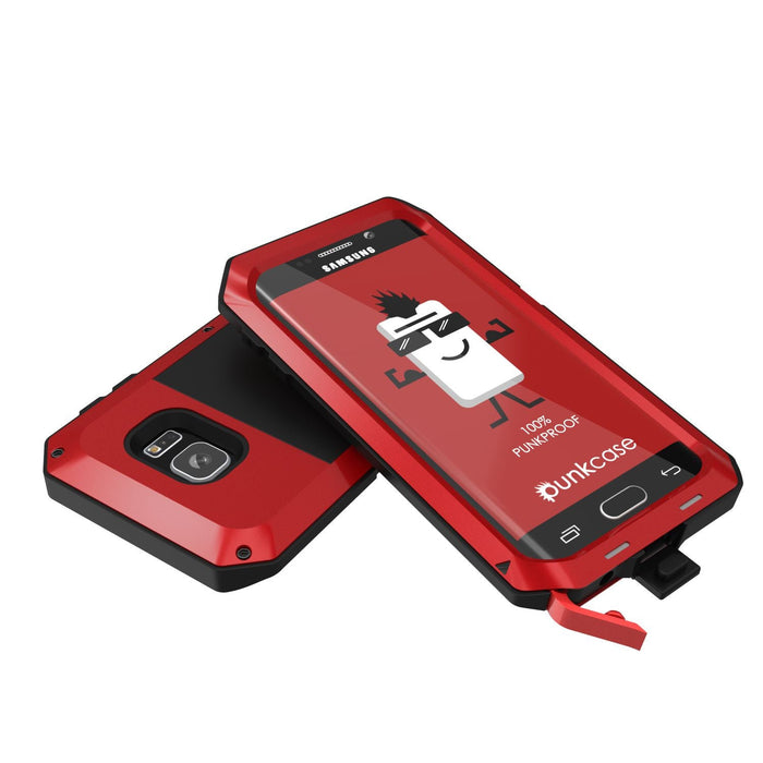 Galaxy S7 EDGE Case, PUNKcase Metallic Red Shockproof Slim Metal Armor Case (Color in image: white)