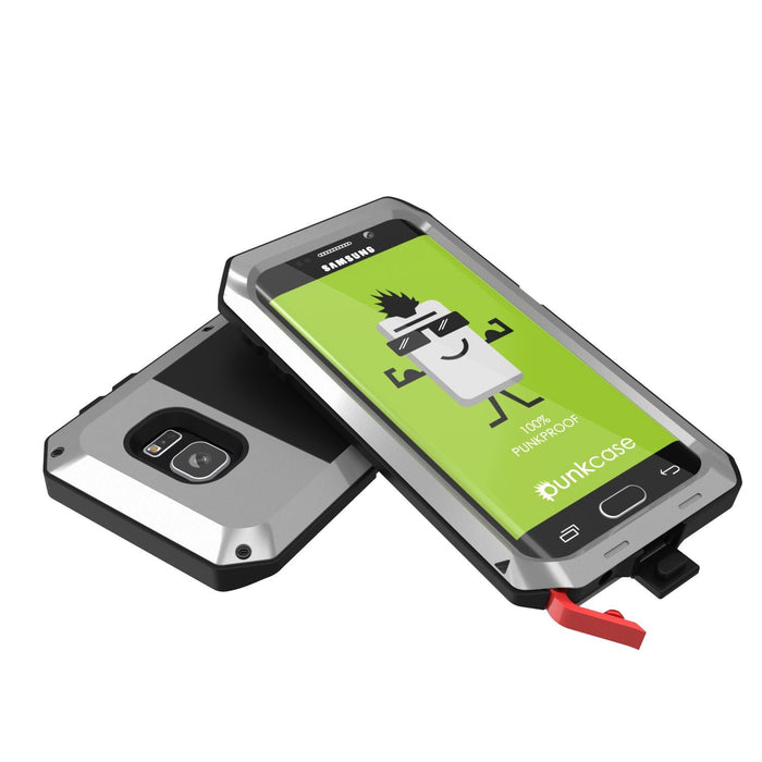 Galaxy S7 EDGE Case, PUNKcase Metallic Silver Shockproof Slim Metal Armor Case (Color in image: neon)
